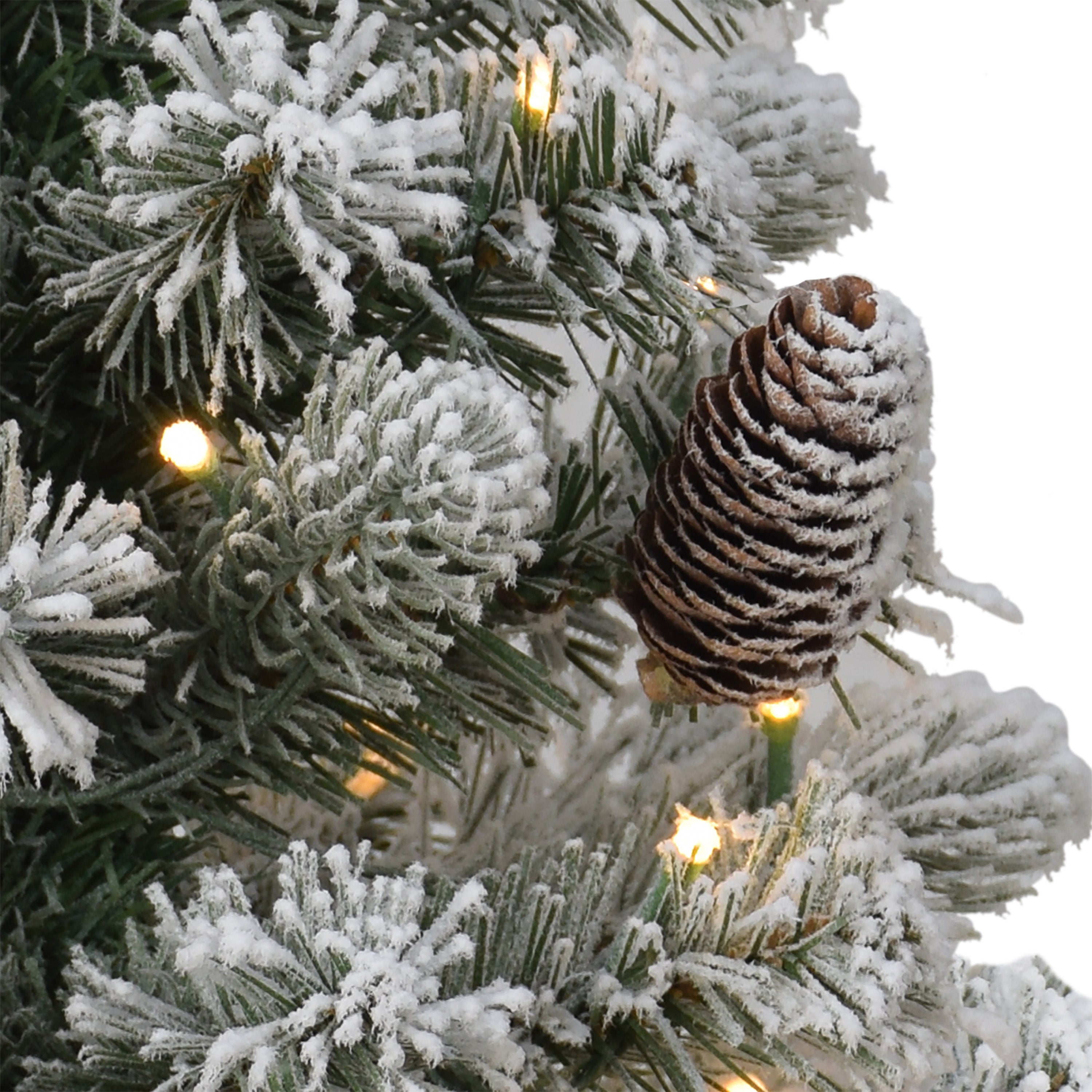 2ft Pre-Lit Flocked Table Top Christmas Tree in Metal Pot Green